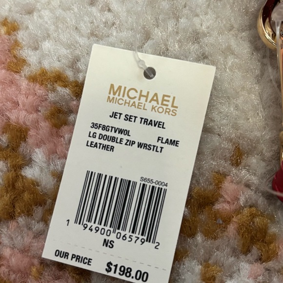 MICHAEL Michael Kors large double-zip wristlet wallet in color “flame”